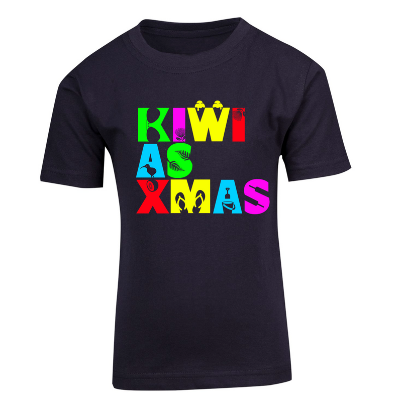 Kiwi as Xmas Short sleeved Tshirt MULTICOLOURED