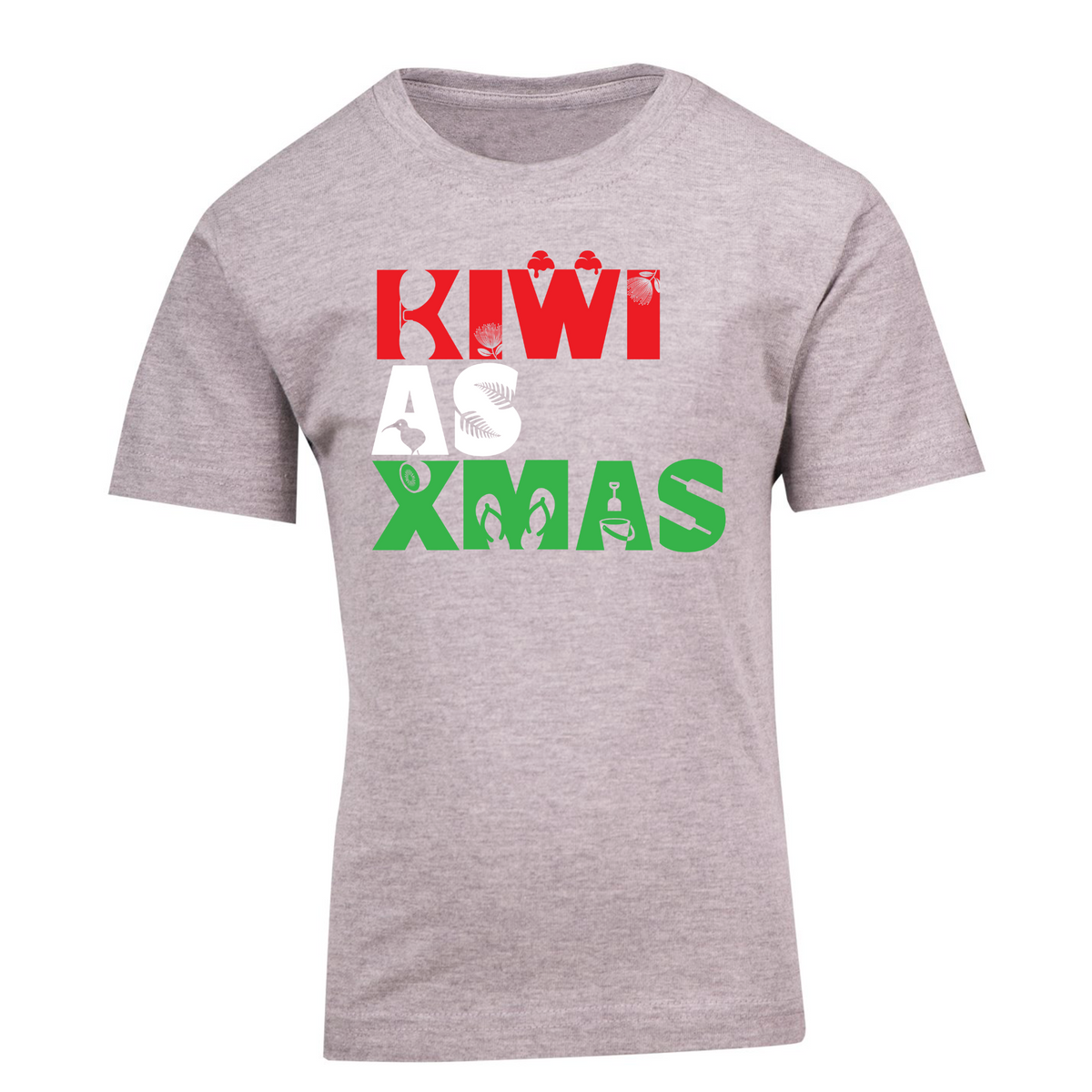 Kiwi As Xmas Short Sleeved T Shirt RED, WHITE GREEN