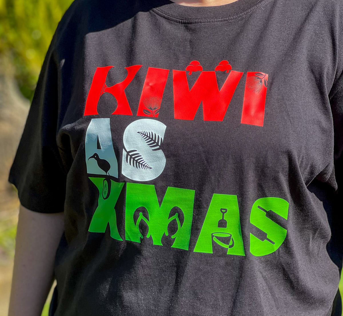 Kiwi As Xmas Short Sleeved T Shirt RED, WHITE GREEN