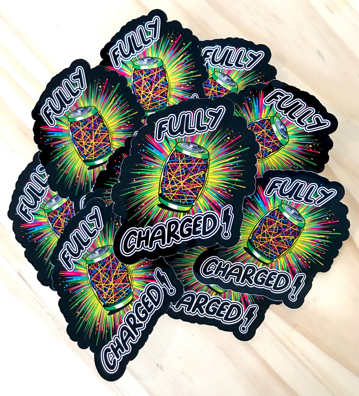 Fully Charged die cut waterproof vinyl sticker