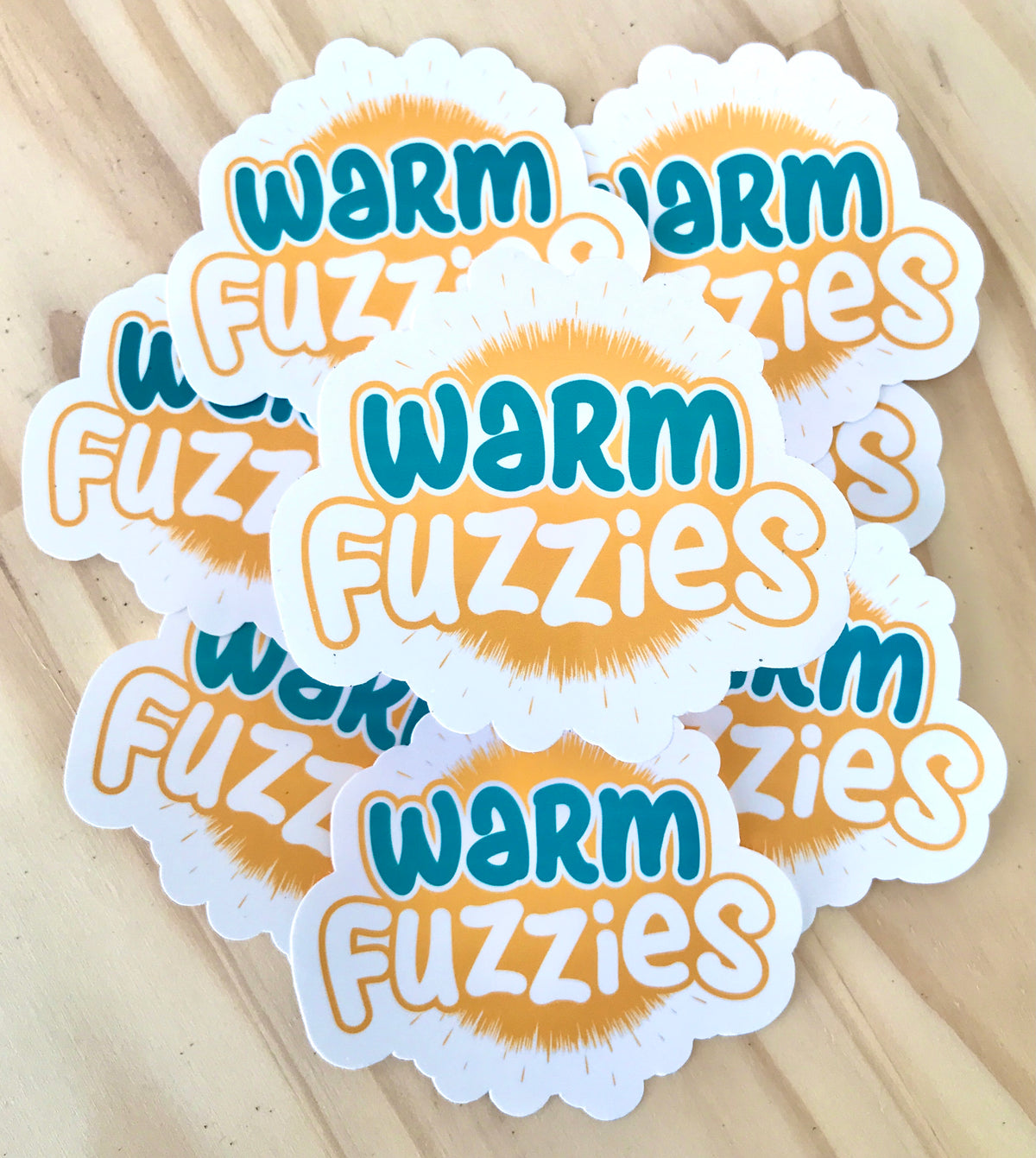 Warm Fuzzies die cut waterproof vinyl sticker