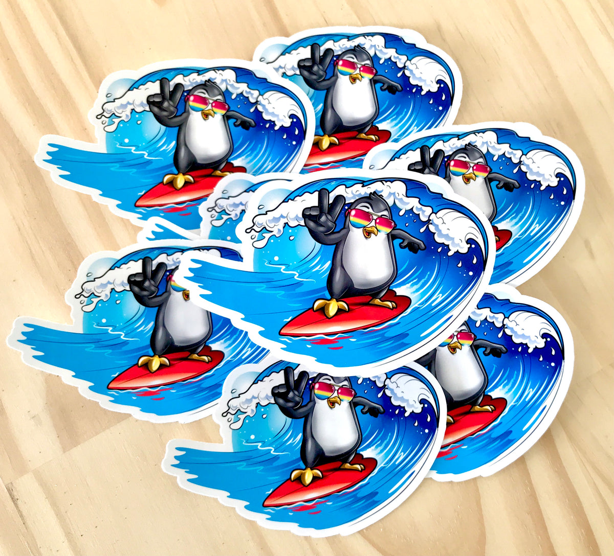 Peace penguin die cut waterproof vinyl sticker